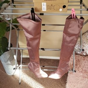 Over the knee satin boots